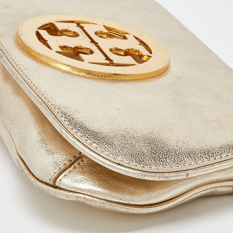 مملوكة مسبقًا Tory Burch Gold Leather Amanda Clutch Bag