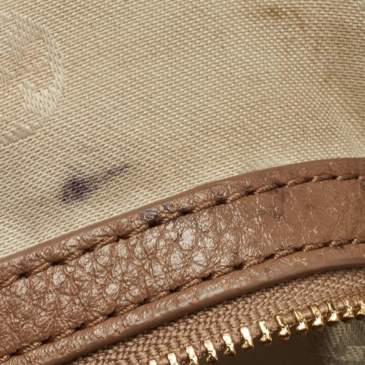 Pre Owned Tory Burch Beige Leather Amanda Hobo