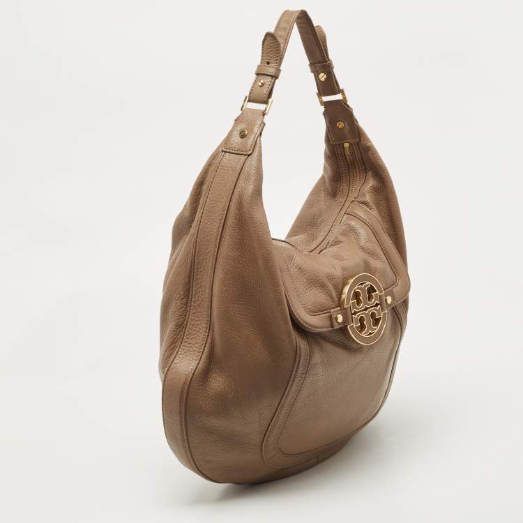 Pre Owned Tory Burch Beige Leather Amanda Hobo
