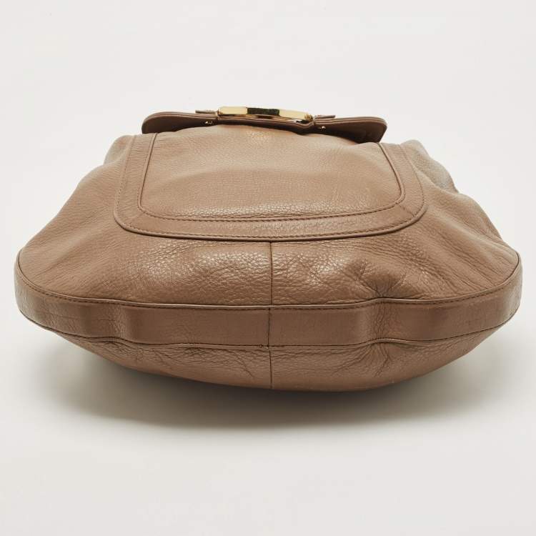 Pre Owned Tory Burch Beige Leather Amanda Hobo