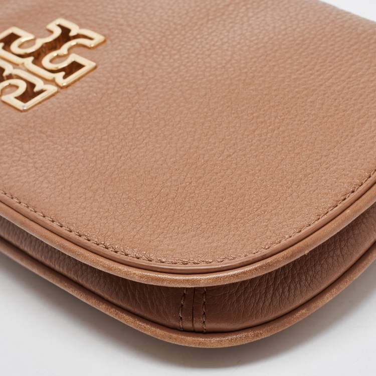 Pre Owned Tory Burch Brown Leather Britten Crossbody Bag