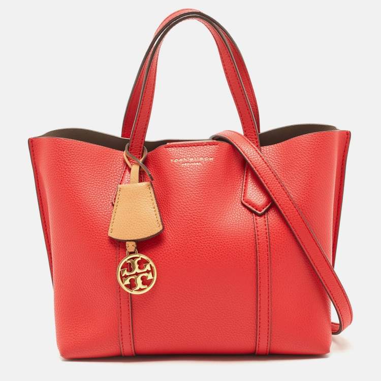 Tory Burch Red Leather Small Perry Triple-Compartment Tote Tory Burch ...