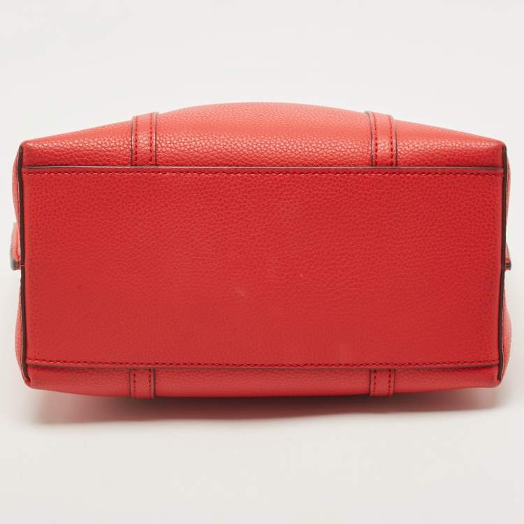 Pre Owned Tory Burch Red Leather Small Perry Triple-Compartment Tote