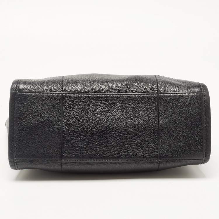 Pre Owned Tory Burch Black Leather Small Britten Slouchy Tote