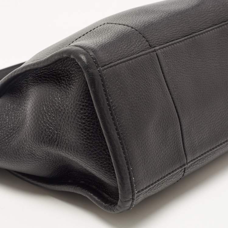 Pre Owned Tory Burch Black Leather Small Britten Slouchy Tote