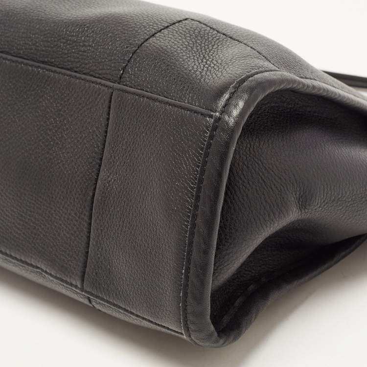 Pre Owned Tory Burch Black Leather Small Britten Slouchy Tote