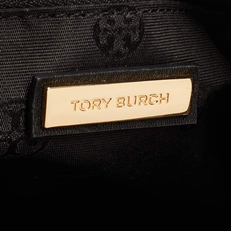 Pre Owned Tory Burch Black Leather Small Britten Slouchy Tote