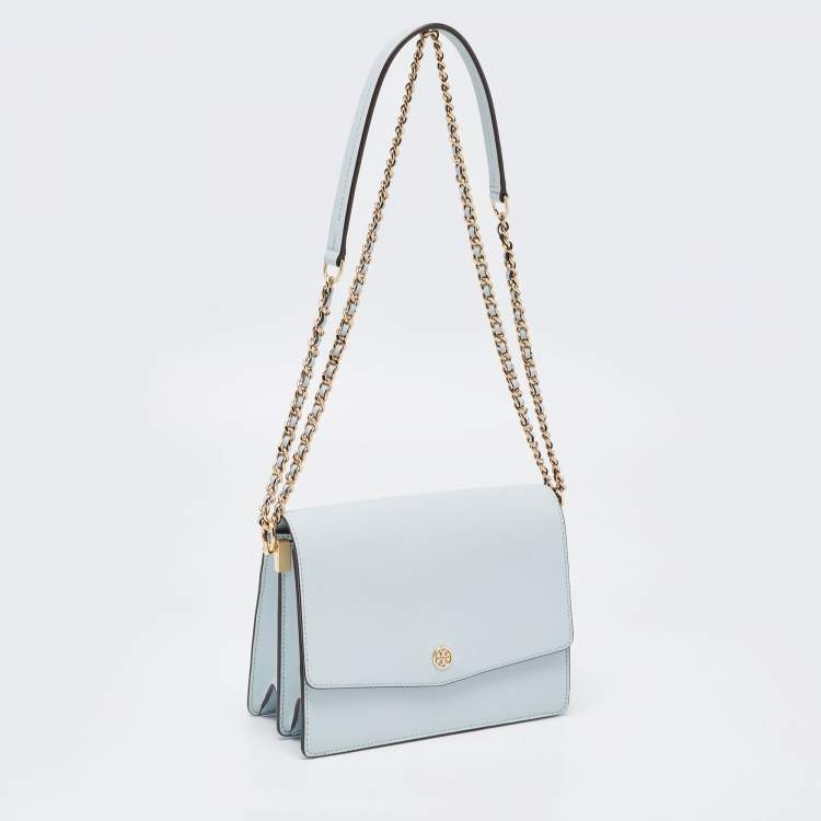 مملوكة مسبقًا Tory Burch Blue Leather Robinson Flap Shoulder Bag