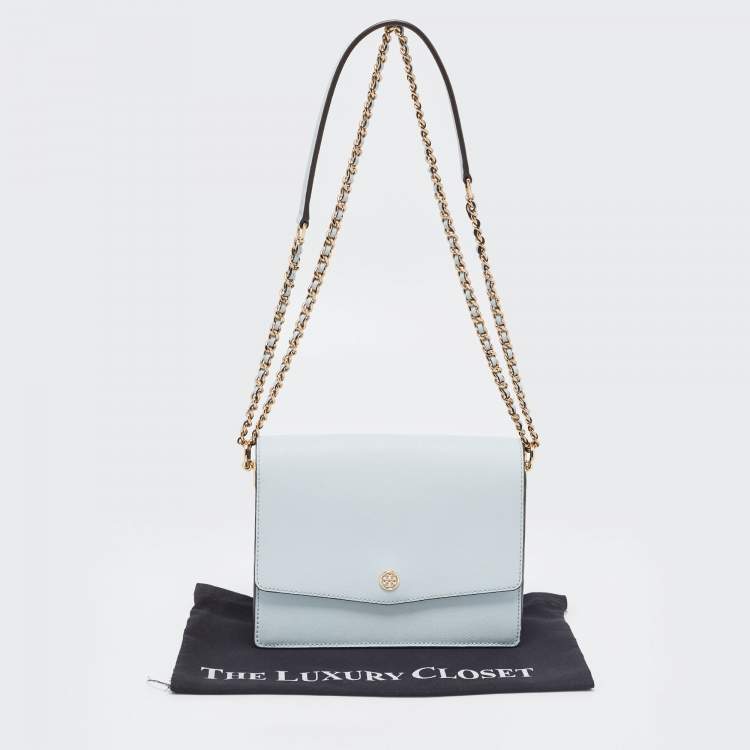 مملوكة مسبقًا Tory Burch Blue Leather Robinson Flap Shoulder Bag