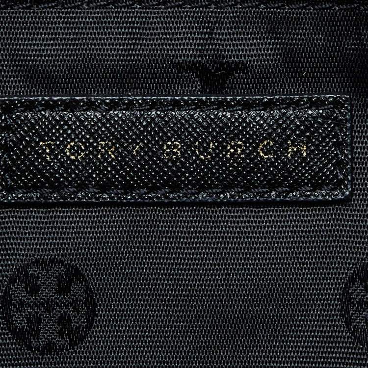 Pre Owned Tory Burch Black Leather Double Zip Robinson Tote 