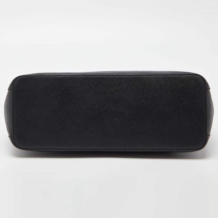 Pre Owned Tory Burch Black Leather Double Zip Robinson Tote 