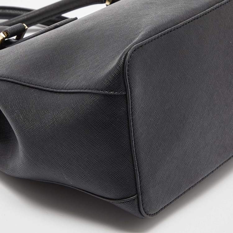 Pre Owned Tory Burch Black Leather Double Zip Robinson Tote 