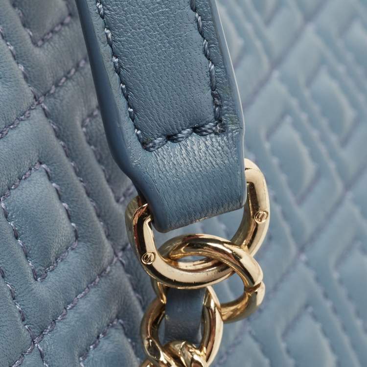 Pre Owned Tory Burch Blue Quilted Leather Marion Tote