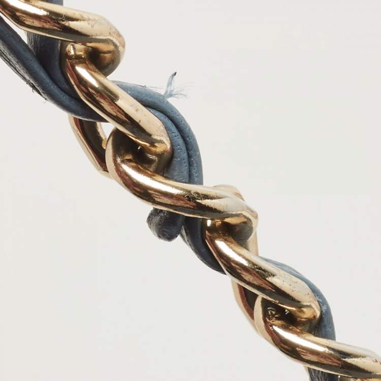 Pre Owned Tory Burch Blue Quilted Leather Marion Tote