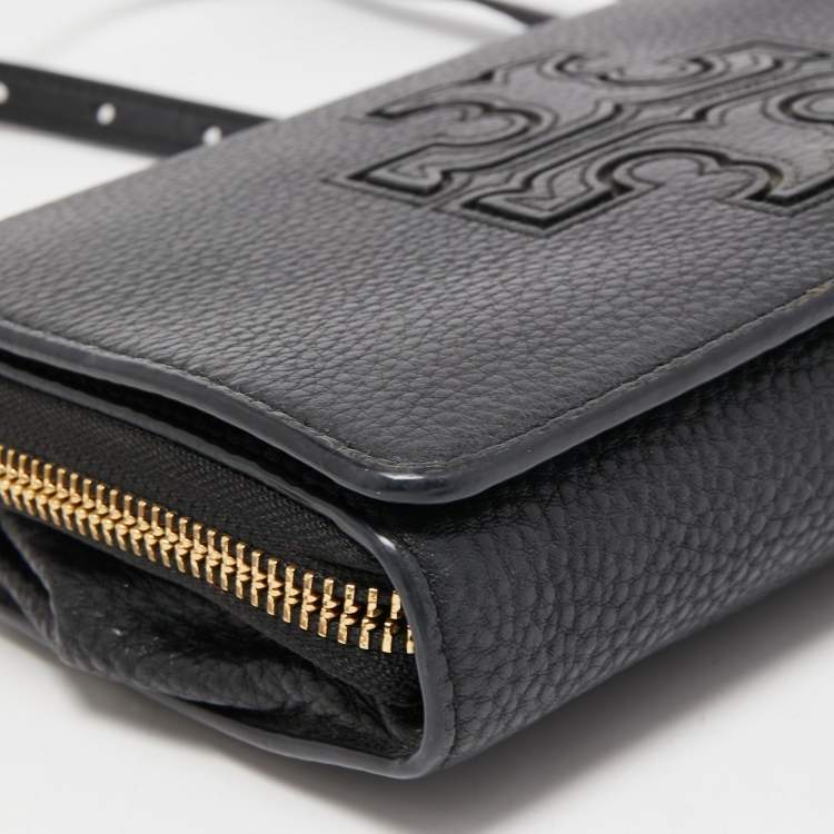 Pre Owned Tory Burch Black Leather Harper Flap Crossbody Bag