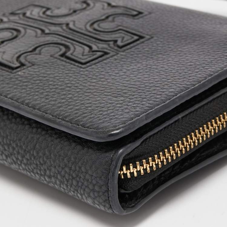 Pre Owned Tory Burch Black Leather Harper Flap Crossbody Bag