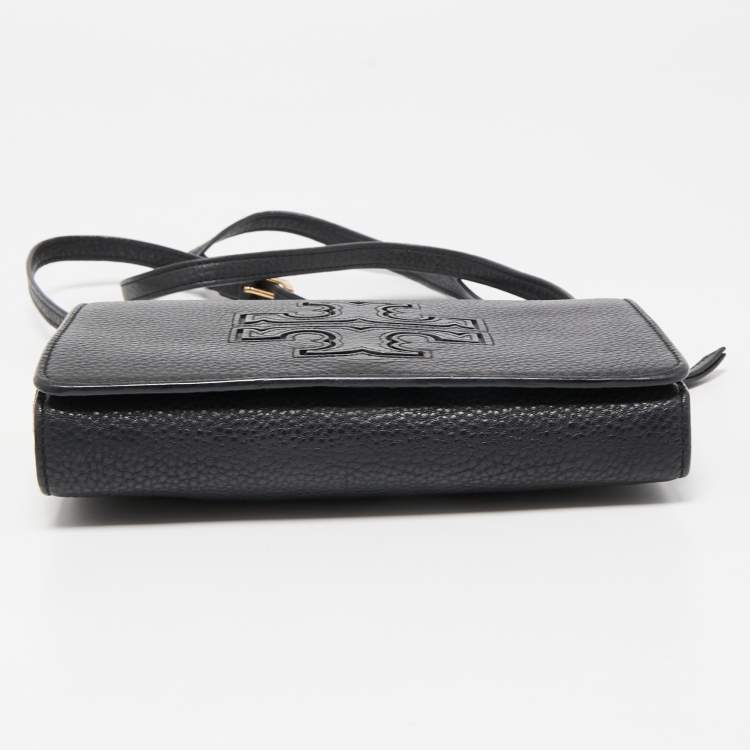 Pre Owned Tory Burch Black Leather Harper Flap Crossbody Bag
