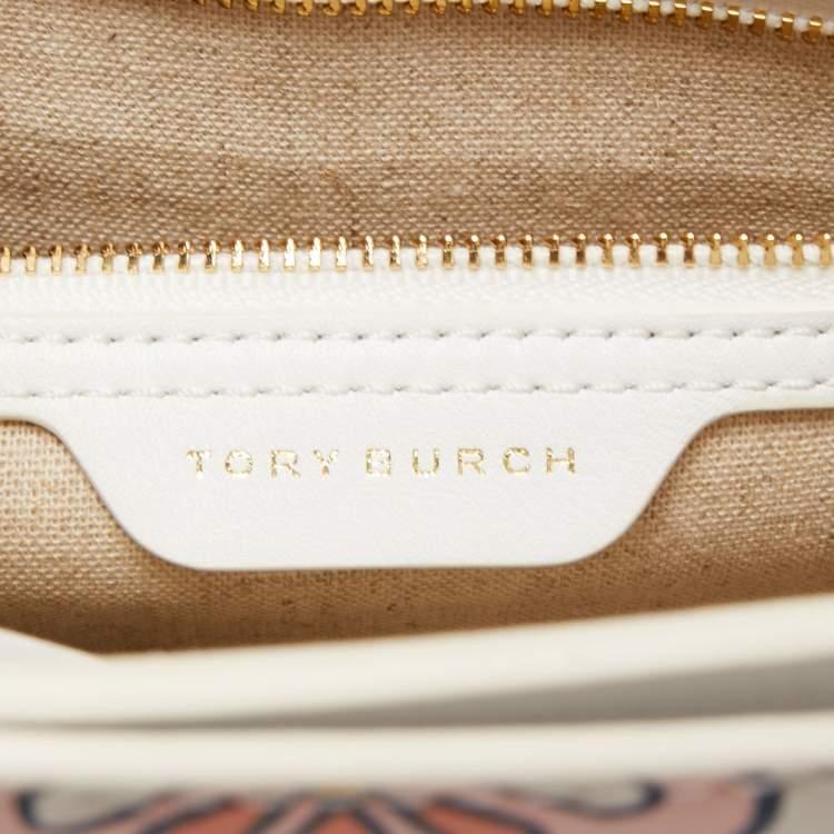 Pre Owned Tory Burch White Garden Party Leather Gemini Link Shoulder Bag