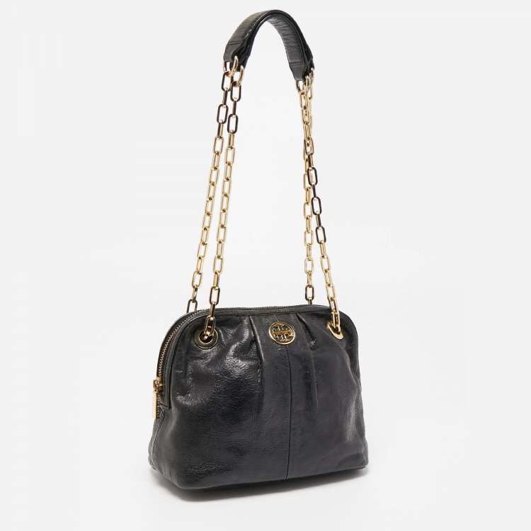 Pre Owned Tory Burch Black Leather Mini Dena Shoulder Bag