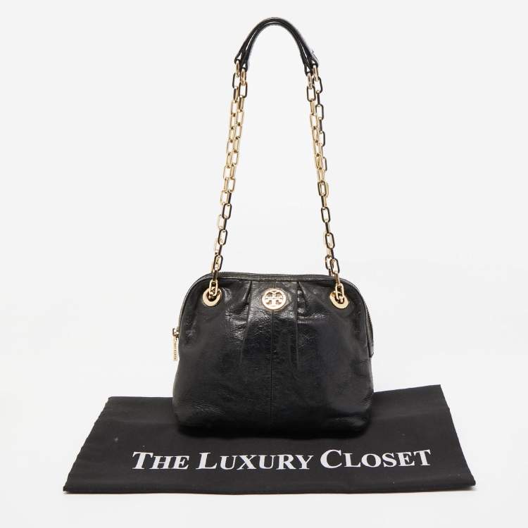 Pre Owned Tory Burch Black Leather Mini Dena Shoulder Bag