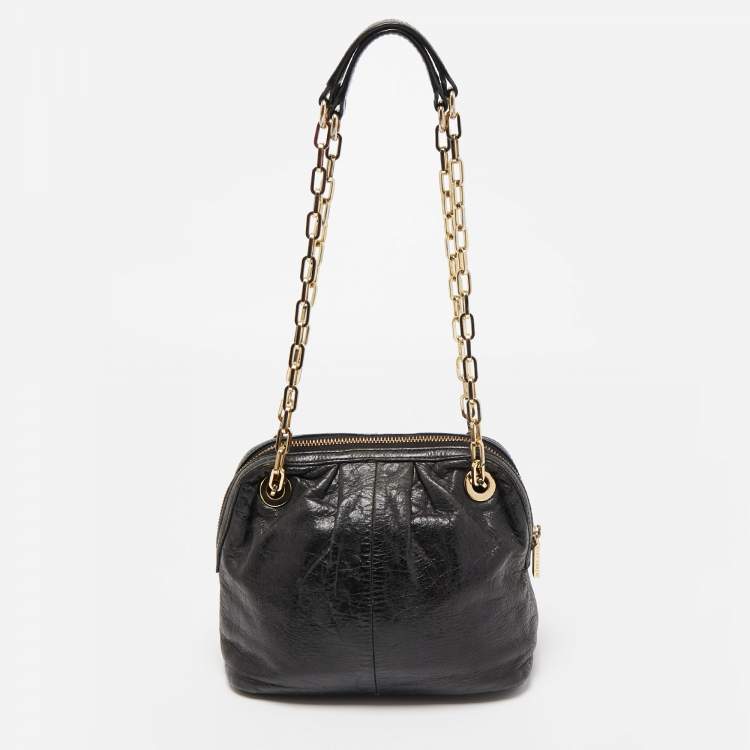 Pre Owned Tory Burch Black Leather Mini Dena Shoulder Bag