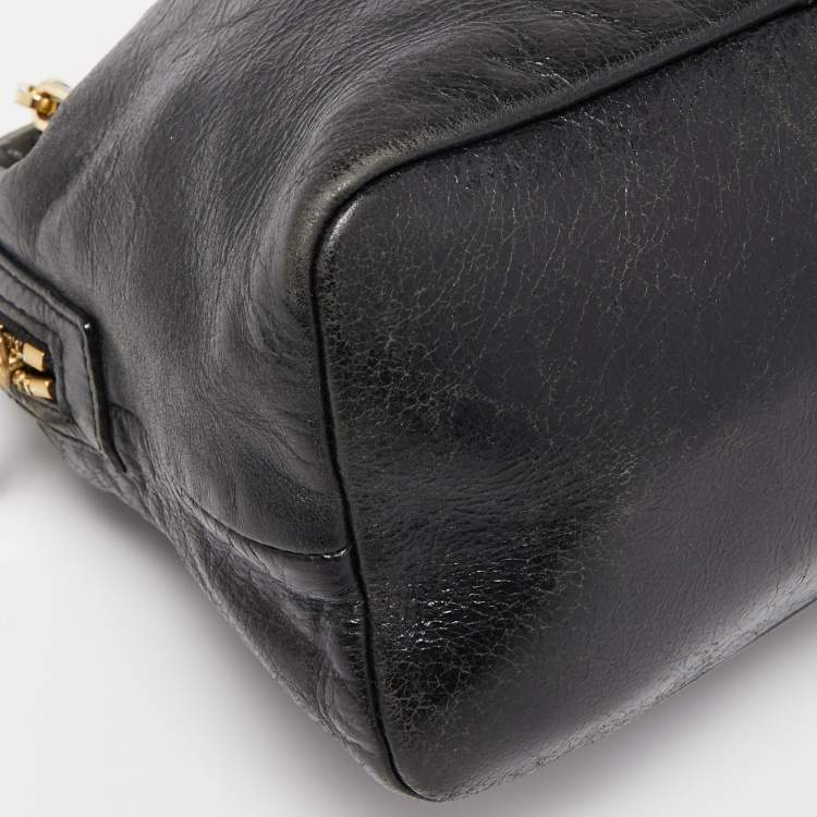 Pre Owned Tory Burch Black Leather Mini Dena Shoulder Bag