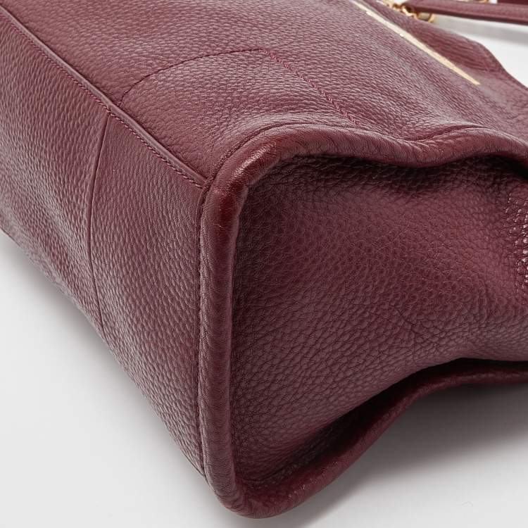 Pre Owned Tory Burch Burgundy Leather McGraw Slouchy Tote
