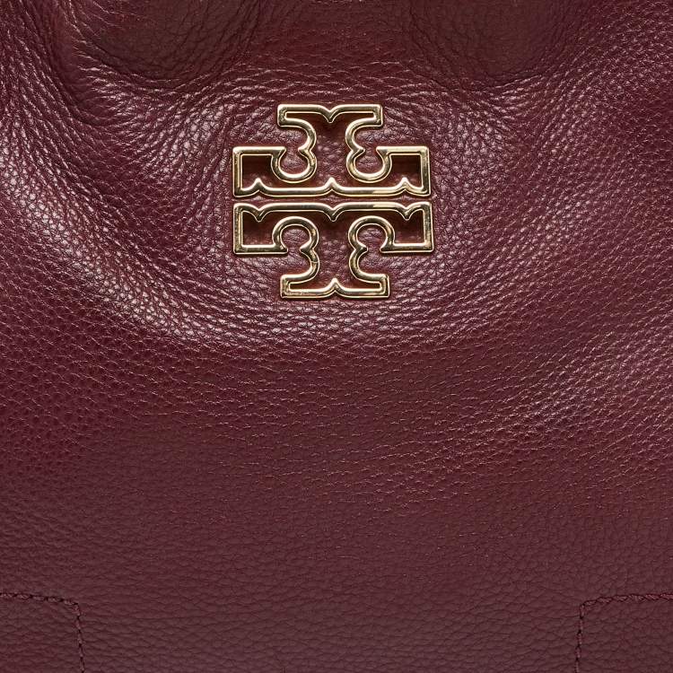 Pre Owned Tory Burch Burgundy Leather McGraw Slouchy Tote