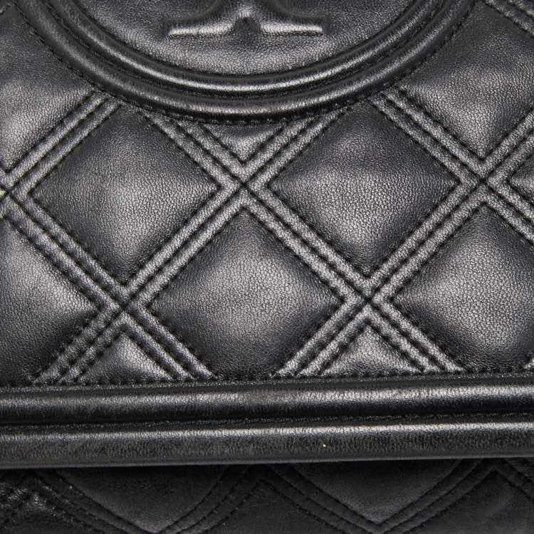 Pre Owned Tory Burch Black Leather Fleming Soft Shoulder Bag
