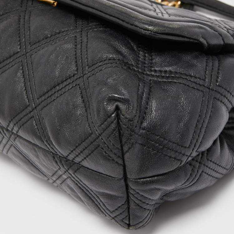 Pre Owned Tory Burch Black Leather Fleming Soft Shoulder Bag