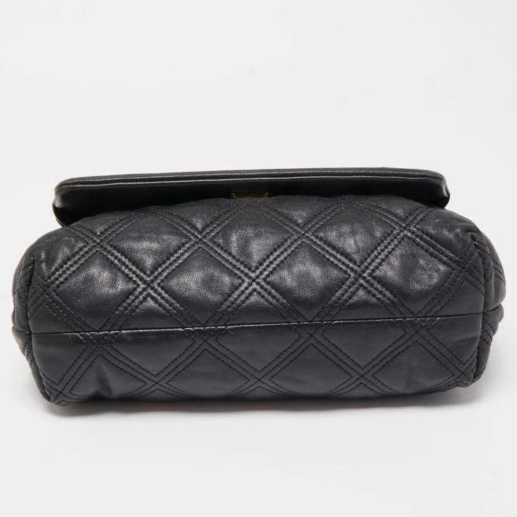 Pre Owned Tory Burch Black Leather Fleming Soft Shoulder Bag