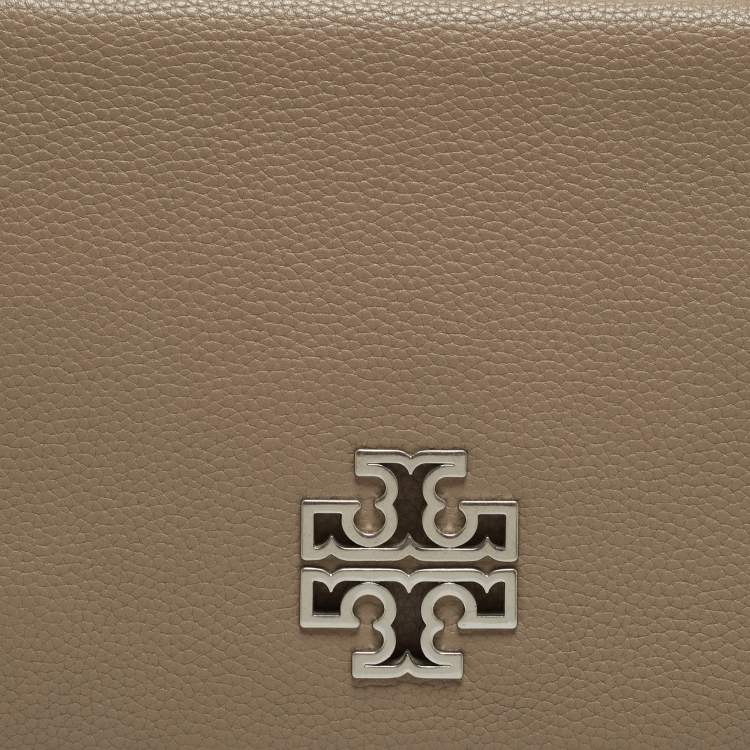 Pre Owned Tory Burch Taupe Leather Britten Shoulder Bag