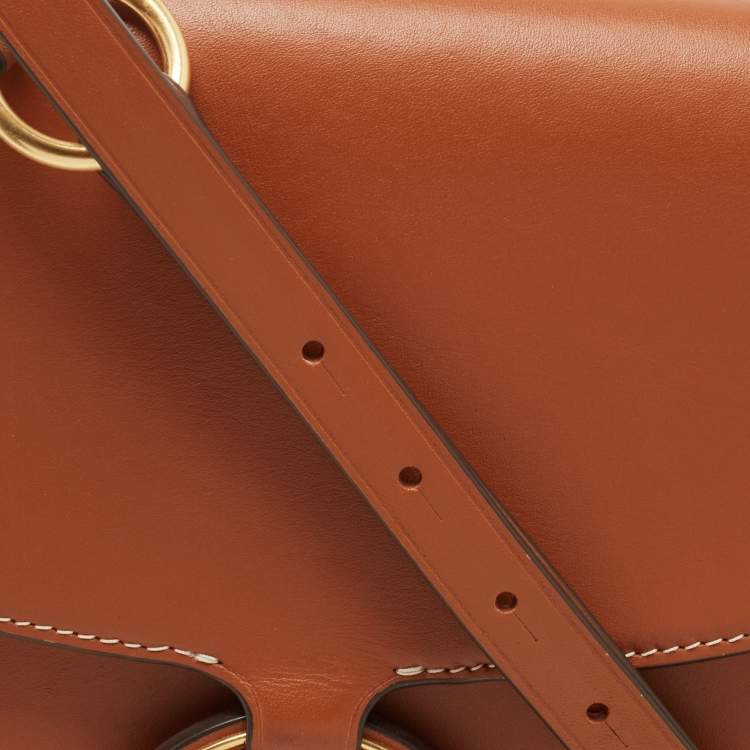 Pre Owned Tory Burch Brown Leather Miller Saddle Crossbody Bag
