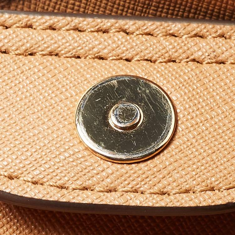 Pre Owned Tory Burch Tan Leather Triple Compartment Robinson Tote