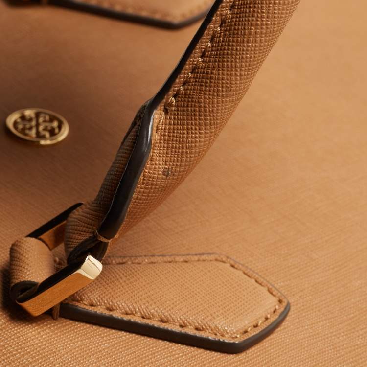 Pre Owned Tory Burch Tan Leather Triple Compartment Robinson Tote