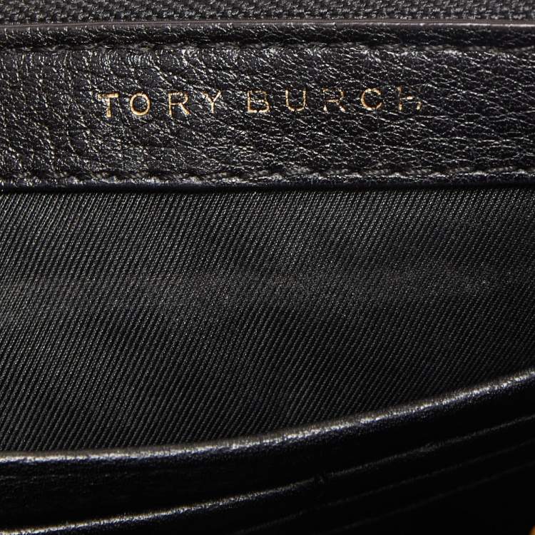 Pre Owned Tory Burch Black Leather Zip Pouch Crossbody Bag