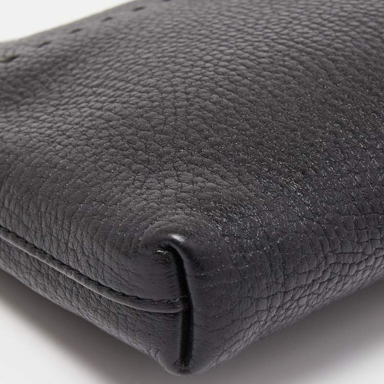 Pre Owned Tory Burch Black Leather Zip Pouch Crossbody Bag