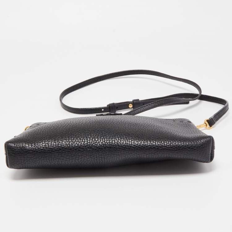 Pre Owned Tory Burch Black Leather Zip Pouch Crossbody Bag