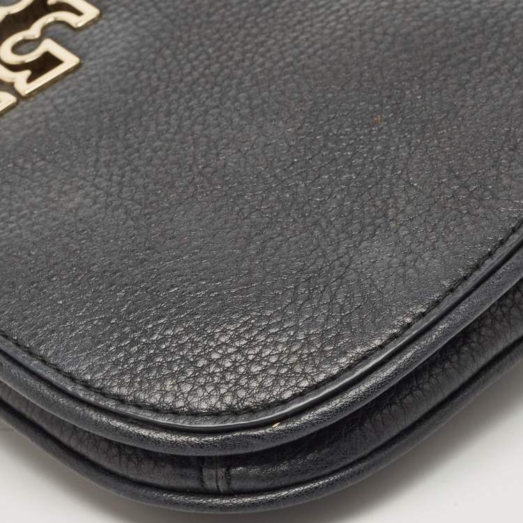 Pre Owned Tory Burch Black Leather Britten Crossbody Bag