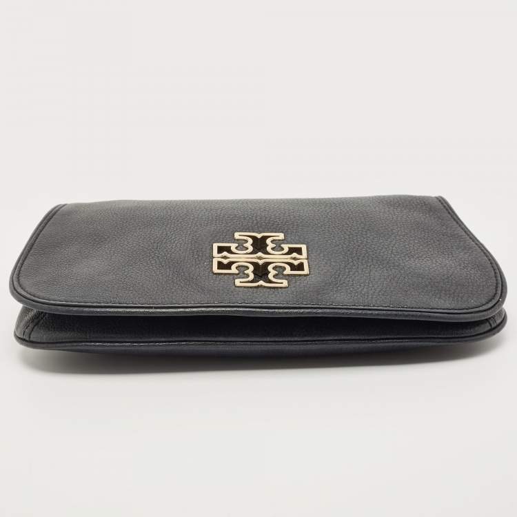 Pre Owned Tory Burch Black Leather Britten Crossbody Bag