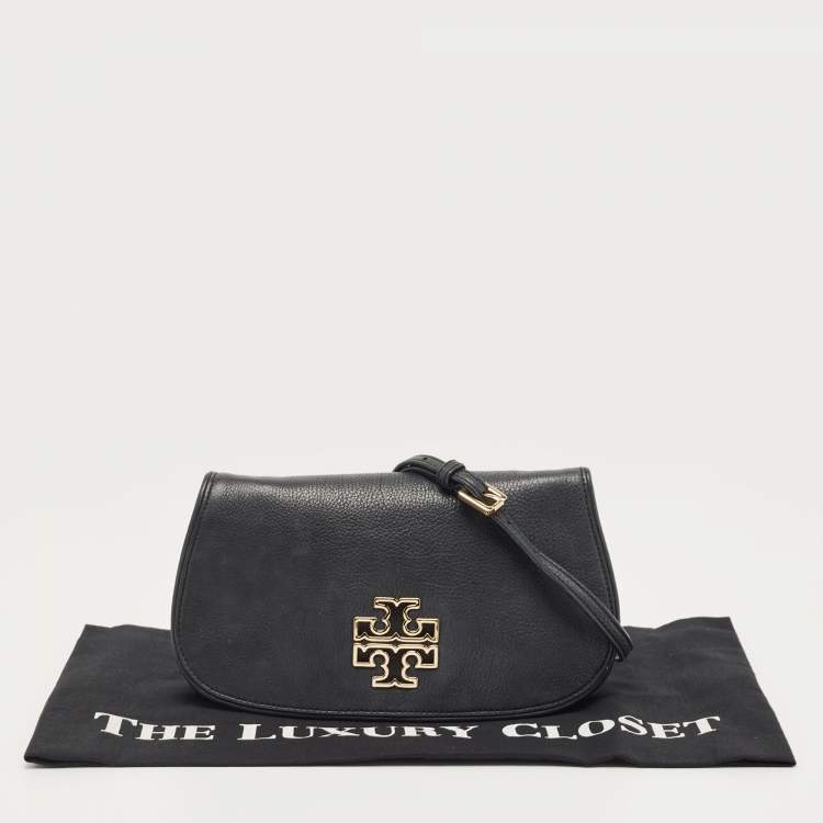 Pre Owned Tory Burch Black Leather Britten Crossbody Bag