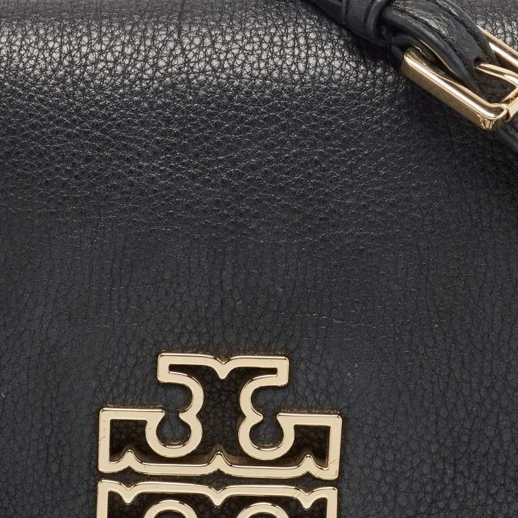 Pre Owned Tory Burch Black Leather Britten Crossbody Bag