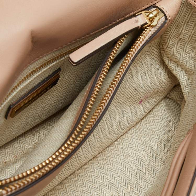 Pre Owned Tory Burch Beige Leather Kira Flap Shoulder Bag