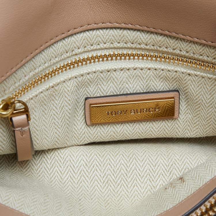 Pre Owned Tory Burch Beige Leather Kira Flap Shoulder Bag