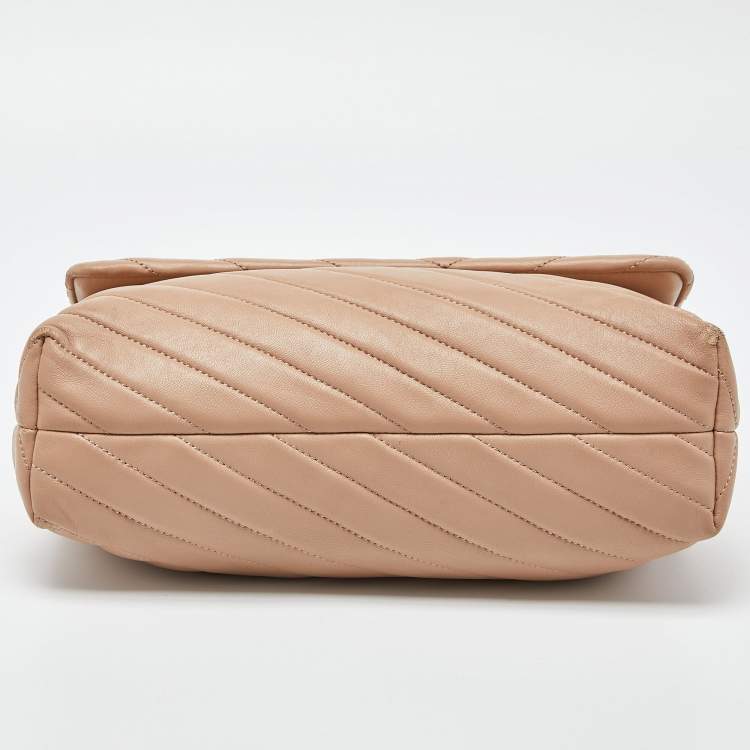 Pre Owned Tory Burch Beige Leather Kira Flap Shoulder Bag