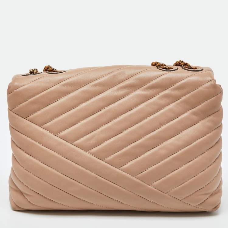 Pre Owned Tory Burch Beige Leather Kira Flap Shoulder Bag