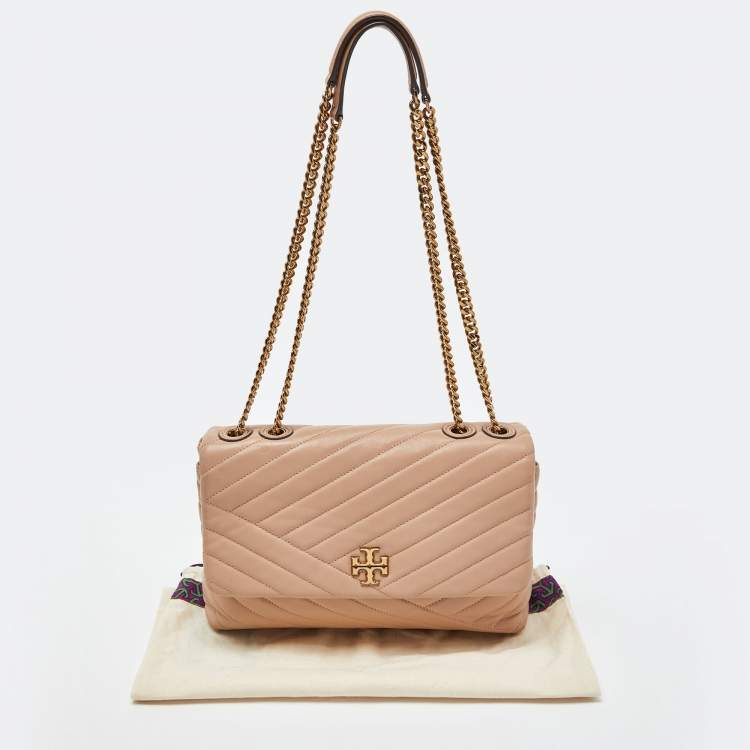 Pre Owned Tory Burch Beige Leather Kira Flap Shoulder Bag