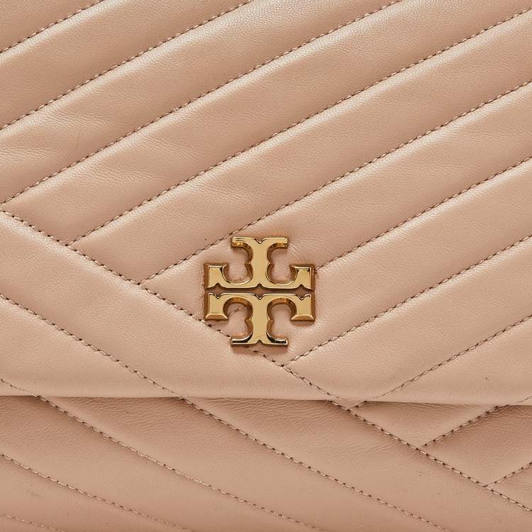 Pre Owned Tory Burch Beige Leather Kira Flap Shoulder Bag