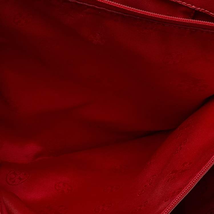 Pre Owned Tory Burch Red Leather Medium York Buckle Tote