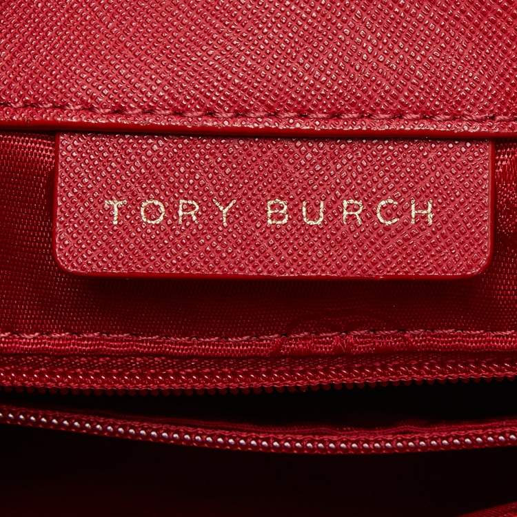 Pre Owned Tory Burch Red Leather Medium York Buckle Tote